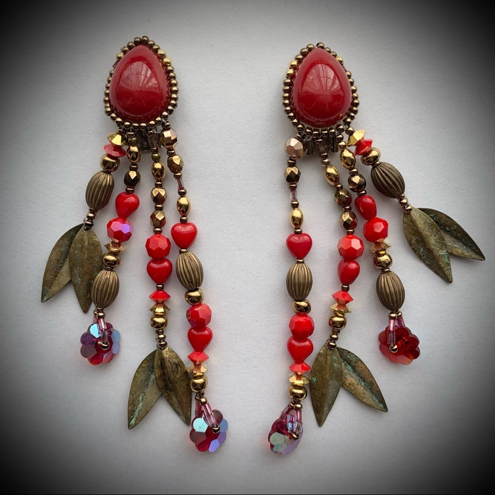 Juicy Red Heart Vintage Chipita clip earrings